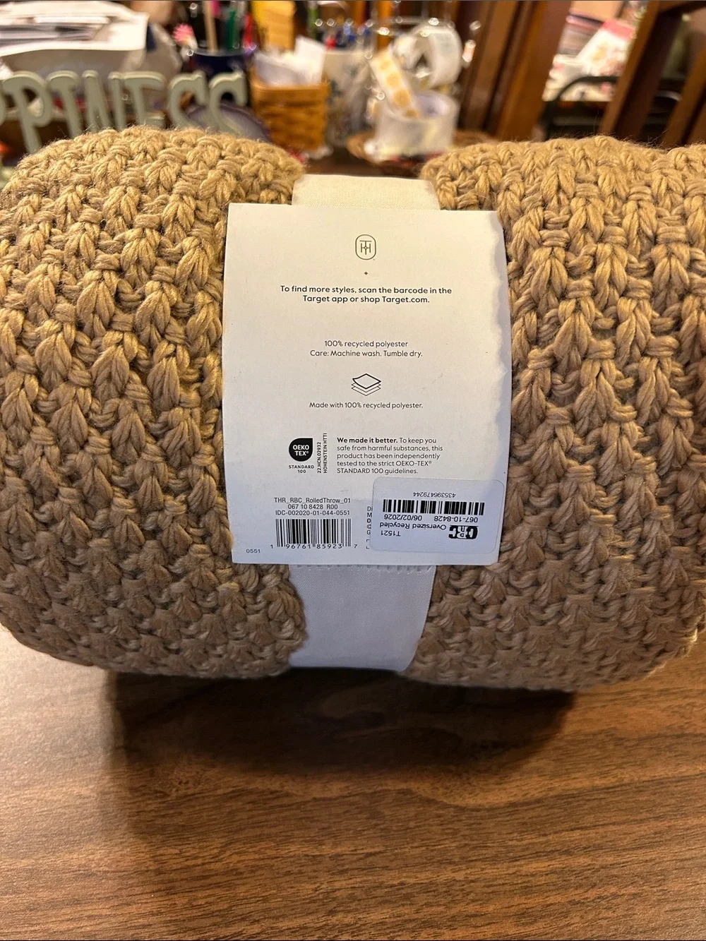 Threshold Chunky Crochet Oversized Throw in Camel